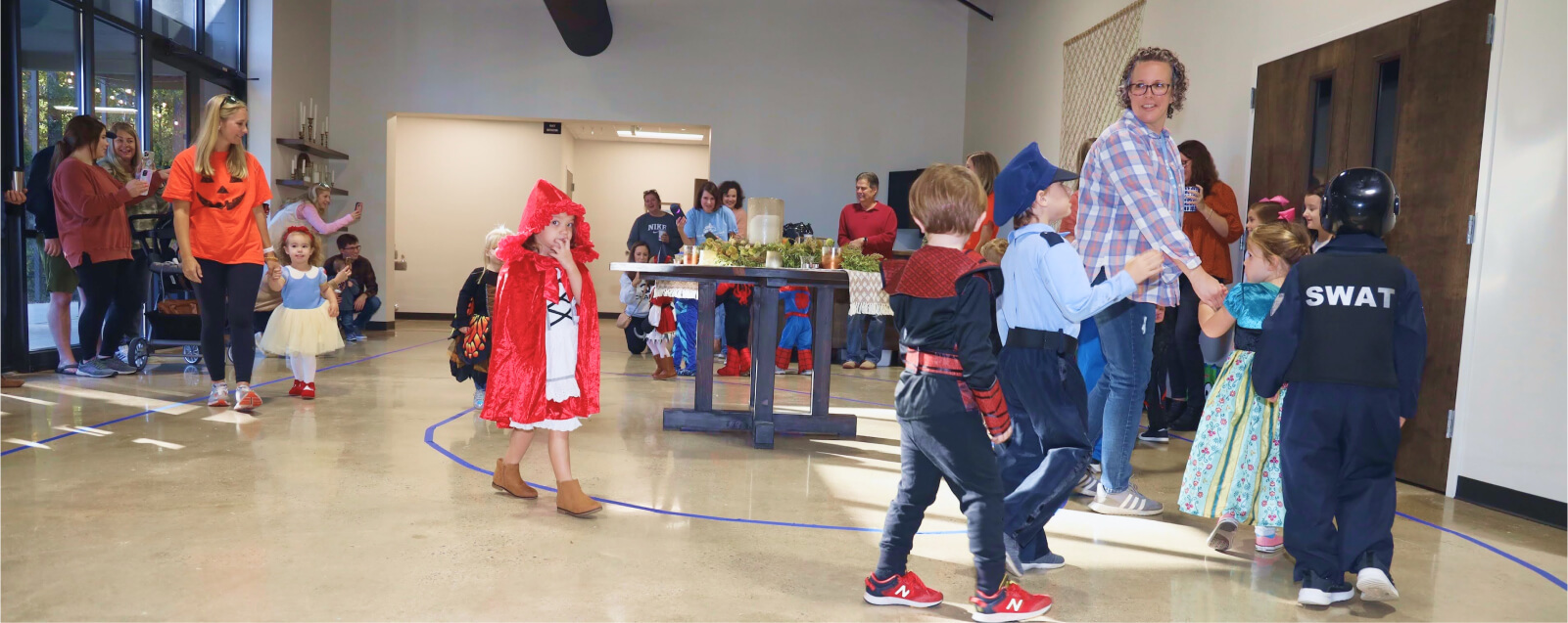 Preschool children having costume parade